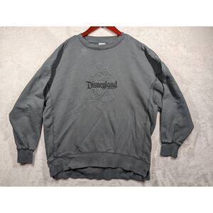 Disneyland Resort Mickey Mouse Embossed Logo Charcoal Gray Crewneck Size SMALL *